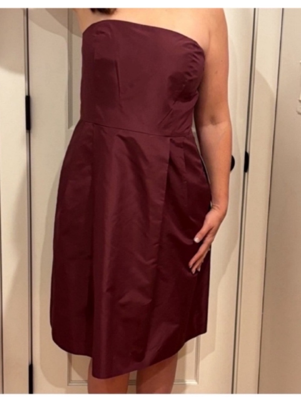 Ann Taylor NEW Silk Taffeta Strapless Dress Convertible Straps Merlot Womens 8